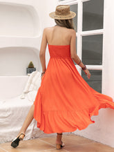 Load image into Gallery viewer, High-Low Ruched Tube Dress