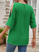 Load image into Gallery viewer, Textured Round Neck Split Sleeve Top