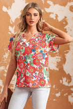 Load image into Gallery viewer, Printed Notched Short Sleeve Blouse