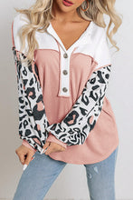 Load image into Gallery viewer, Leopard Color Block Buttoned Top