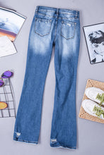 Load image into Gallery viewer, Sequin Bow Distressed Bootcut Jeans