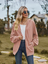 Load image into Gallery viewer, Zip Up Drawstring Long Sleeve Hooded Jacket