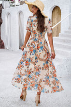 Load image into Gallery viewer, Smocked Floral V-Neck Short Sleeve Dress