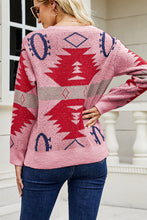 Load image into Gallery viewer, Printed Round Neck Long Sleeve Sweater