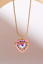 Load image into Gallery viewer, Rhinestone Decor Heart Box Pendant Necklace
