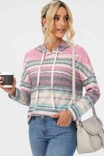 Load image into Gallery viewer, Striped Drawstring Long Sleeve Hoodie
