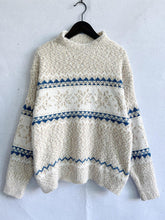 Load image into Gallery viewer, Geometric Mock Neck Dropped Shoulder Sweater
