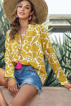 Load image into Gallery viewer, Printed Notched Long Sleeve Blouse