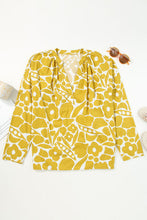 Load image into Gallery viewer, Printed Notched Long Sleeve Blouse