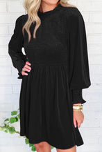 Load image into Gallery viewer, Smocked Round Neck Long Sleeve Dress