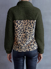 Load image into Gallery viewer, Leopard Quarter-Snap Teddy Sweatshirt