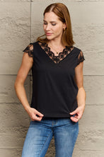 Load image into Gallery viewer, Lace Trim Cap Sleeve Blouse
