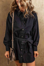 Load image into Gallery viewer, Button Up Collared Neck Denim Dress