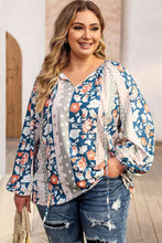 Load image into Gallery viewer, Plus Size Floral Tie Neck Blouse