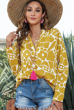 Load image into Gallery viewer, Printed Notched Long Sleeve Blouse