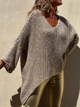 Load image into Gallery viewer, Contrast V-Neck Long Sleeve Sweater