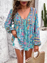 Load image into Gallery viewer, Printed Tie Neck Long Sleeve Blouse