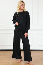Load image into Gallery viewer, DOORBUSTER DEAL: Take Full Size Textured Long Sleeve Top and Drawstring Pants Set