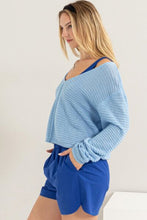 Load image into Gallery viewer, HYFVE V-Neck Stripe Texture Long Sleeve Top