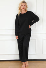 Load image into Gallery viewer, DOORBUSTER DEAL: Take Full Size Textured Long Sleeve Top and Drawstring Pants Set