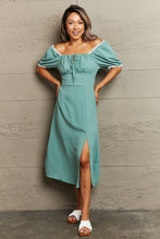 Load image into Gallery viewer, Swiss Dot Slit Off-Shoulder Dress