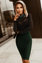 Load image into Gallery viewer, Rhinestone Mock Neck Long Sleeve Dress