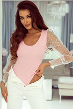 Load image into Gallery viewer, Swiss Dot Striped Scoop Neck Bodysuit