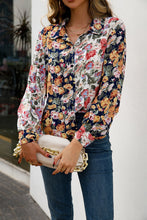 Load image into Gallery viewer, Floral Print Collared Neck Long Sleeve Shirt