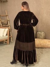 Load image into Gallery viewer, Plus Size V-Neck Balloon Sleeve Maxi Dress