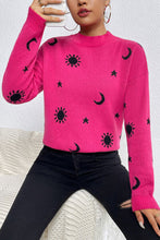 Load image into Gallery viewer, Printed Mock Neck Dropped Shoulder Sweater