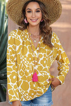 Load image into Gallery viewer, Printed Notched Long Sleeve Blouse