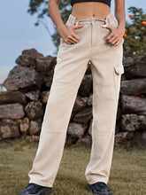 Load image into Gallery viewer, High Waist Cargo Straight Jeans
