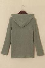 Load image into Gallery viewer, Waffle-Knit Button Up Drawstring Hoodie