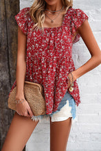 Load image into Gallery viewer, Printed Square Neck Cap Sleeve Blouse