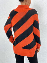 Load image into Gallery viewer, Striped Turtleneck Dropped Shoulder Sweater