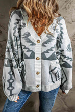 Load image into Gallery viewer, Printed Button Up V-Neck Long Sleeve Cardigan