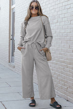 Load image into Gallery viewer, DOORBUSTER DEAL: Take Full Size Textured Long Sleeve Top and Drawstring Pants Set