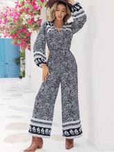 Load image into Gallery viewer, Printed Long Sleeve Wide Leg Jumpsuit