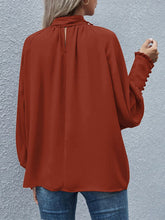 Load image into Gallery viewer, Tie Neck Lantern Sleeve Blouse