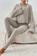 Load image into Gallery viewer, Lettuce Hem Dropped Shoulder Hooded Top and Pants Set