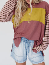 Load image into Gallery viewer, Round Neck Color Block Dropped Shoulder T-Shirt