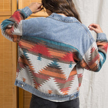 Load image into Gallery viewer, Printed Button Down Denim Shacket