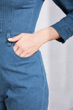 Load image into Gallery viewer, Snap Down Denim Jumpsuit with Pockets