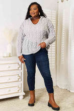 Load image into Gallery viewer, Woven Right Cable-Knit Hooded Sweater