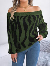 Load image into Gallery viewer, Off-Shoulder Animal Print Long Sleeve Sweater
