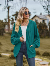 Load image into Gallery viewer, Zip Up Drawstring Long Sleeve Hooded Jacket