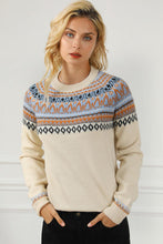 Load image into Gallery viewer, Geometric Round Neck Long Sleeve Sweater