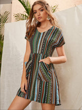 Load image into Gallery viewer, Pocketed Striped Short Sleeve Dress