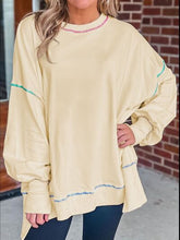 Load image into Gallery viewer, Slit Round Neck Lantern Sleeve Sweatshirt