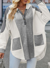 Load image into Gallery viewer, Color Block Quarter Snap Hoodie